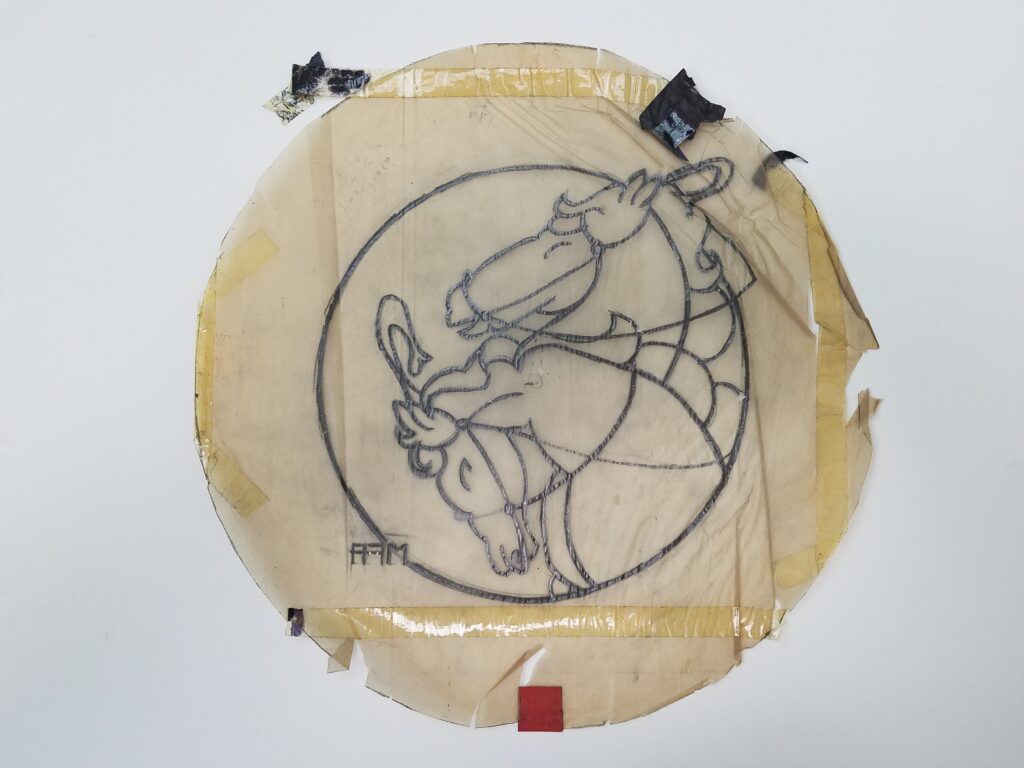 Drawings 16 Pencil drawing of two horse heads in a circle