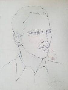 John at Cabin 1 Pencil sketch of John Arnold