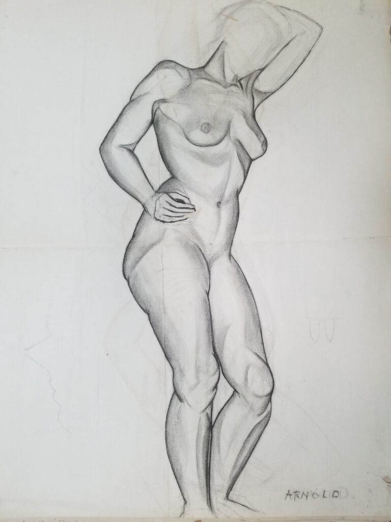 Sketch of nude female-presenting person