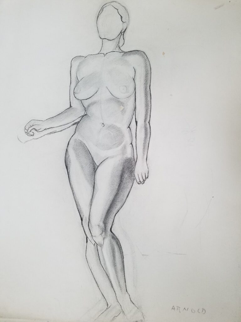 Sketch of nude female-presenting person