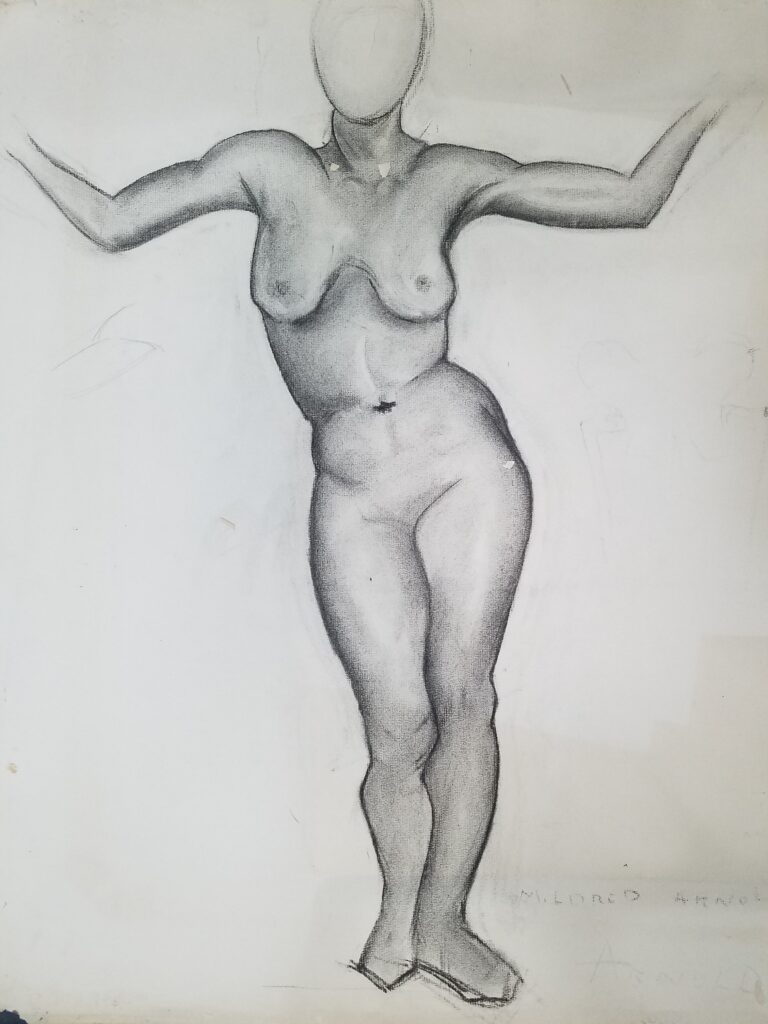Sketch of nude female-presenting person