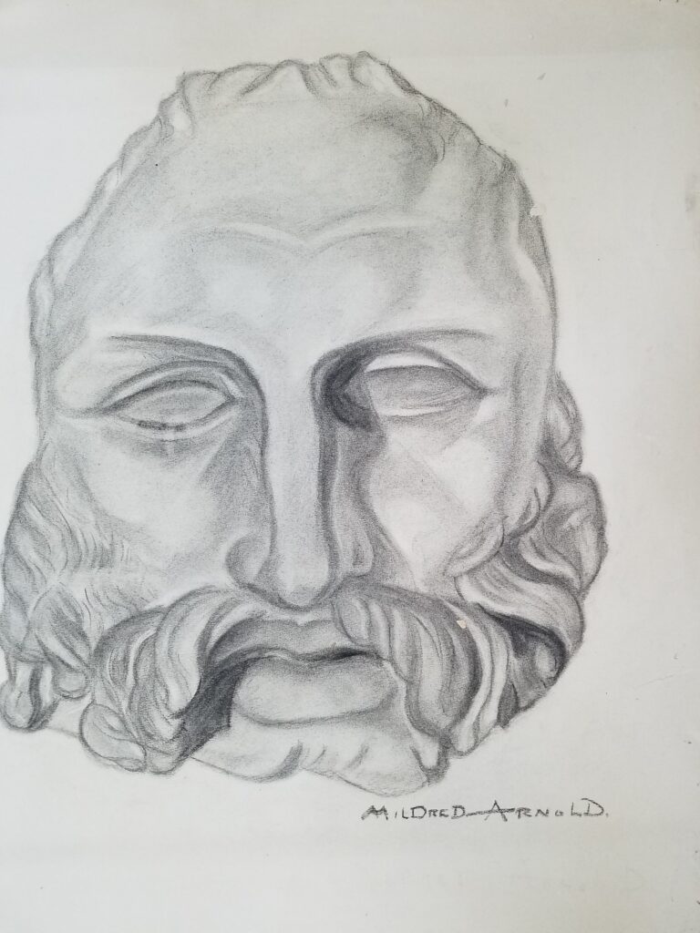 Drawings 8 Pencil drawing of a male-presenting face with mutton-chop facial hair