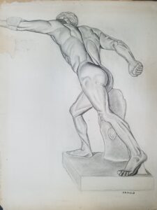 Pencil sketch of Romanesque statue