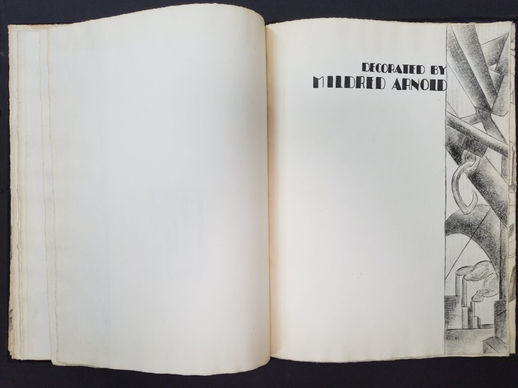 Illustration of vacroty parts and the text: Decorated by Mildred Arnold