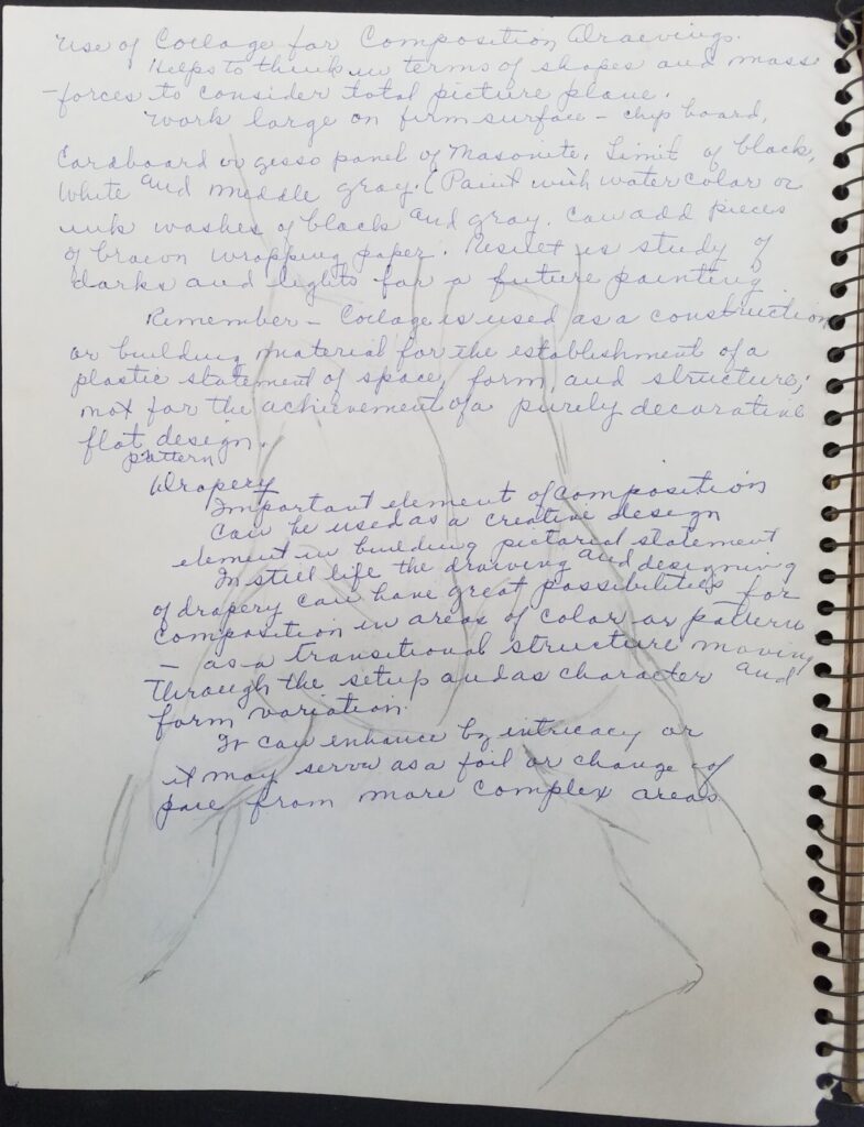 Sketch Diary 2 A page from sketch diary notebook with a page full of hand-written notes and a rough sketch of a human body