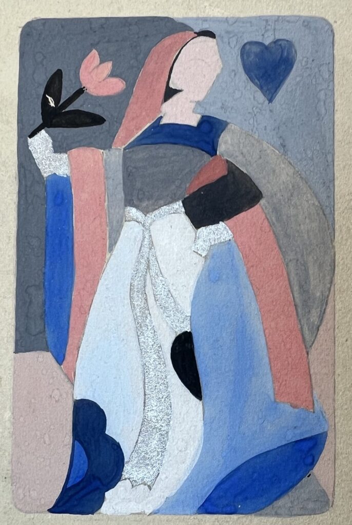 Painting of Queen of Hearts card