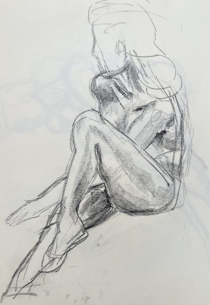 Sketch of nude woman, seated