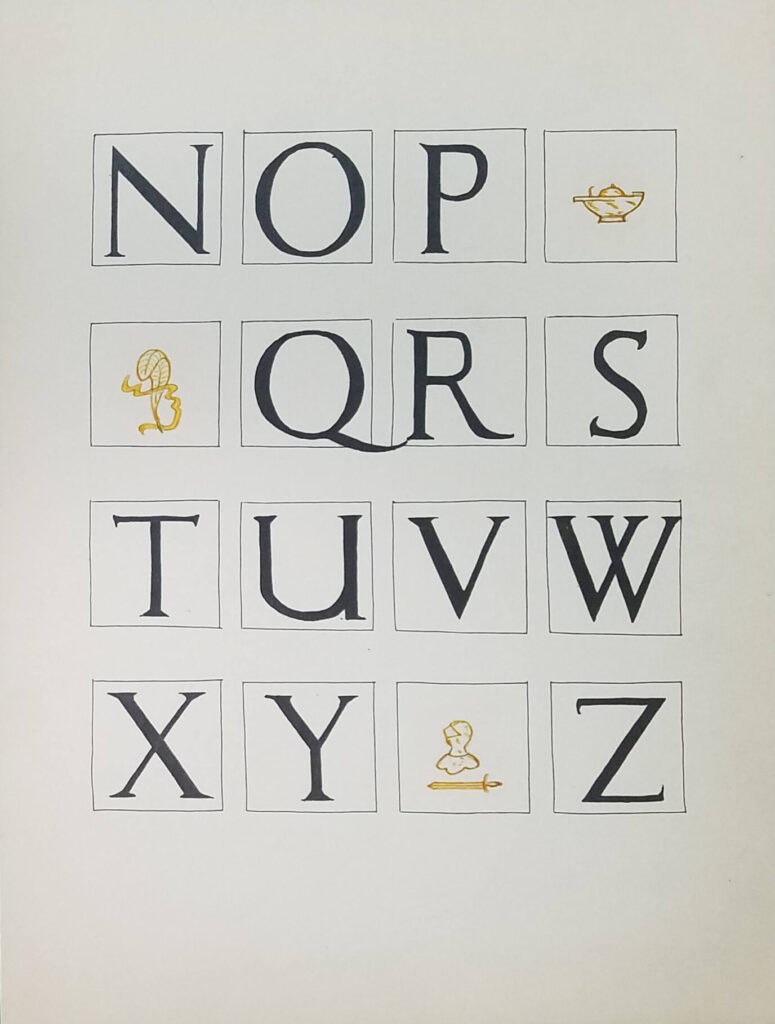 Hand lettered capital letters N through Z