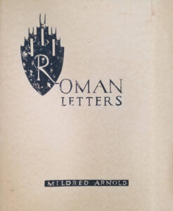 Hand lettered page reading "Roman Letters, Mildred Arnold"