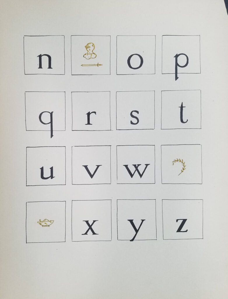 Hand lettered lowercase letters n through z