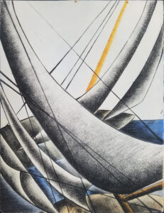Two stylized sailboats